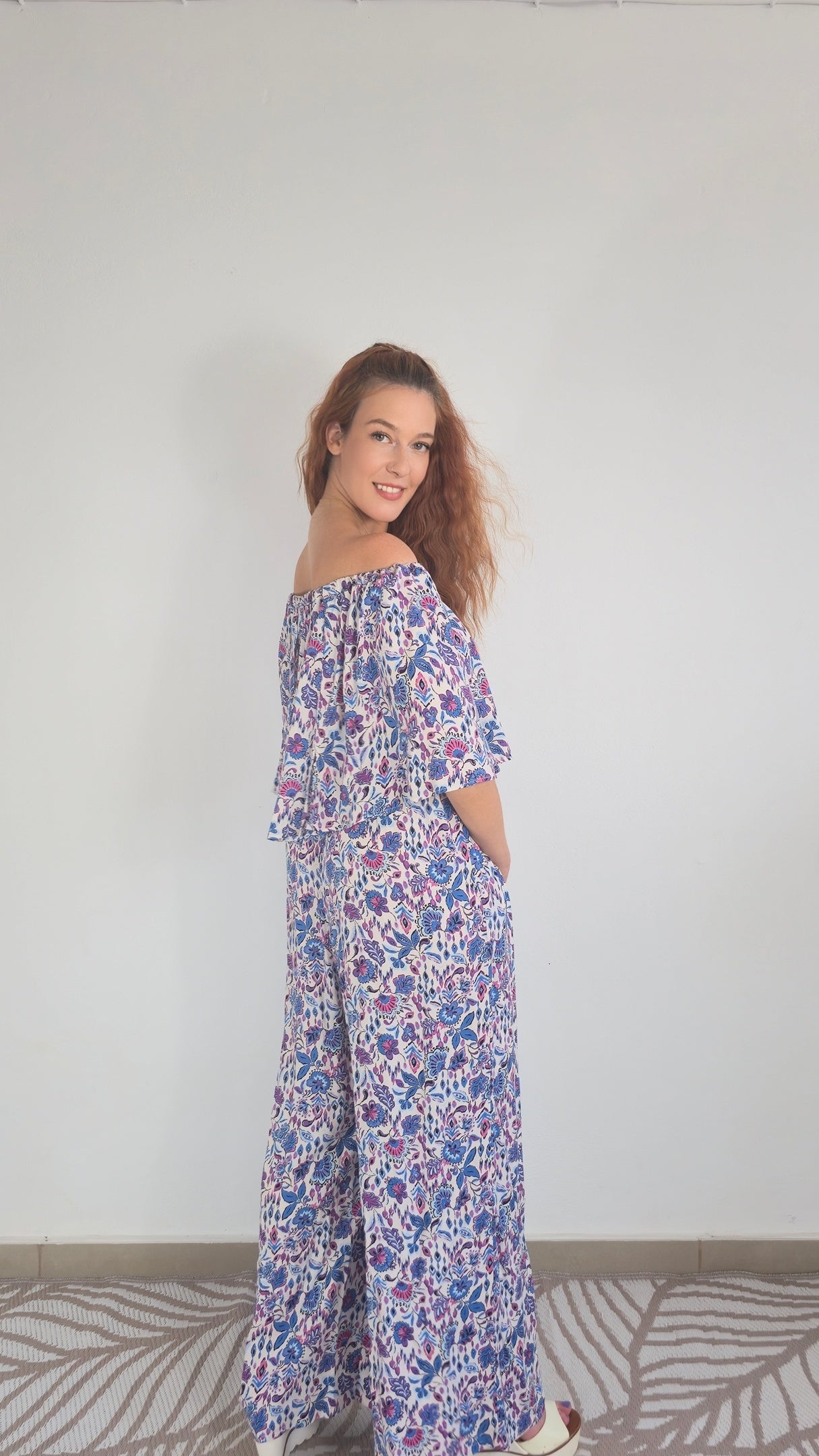 Oversize φλοράλ ολόσωμη παντελόνα