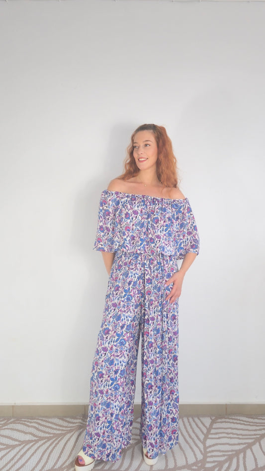 Oversize φλοράλ ολόσωμη παντελόνα
