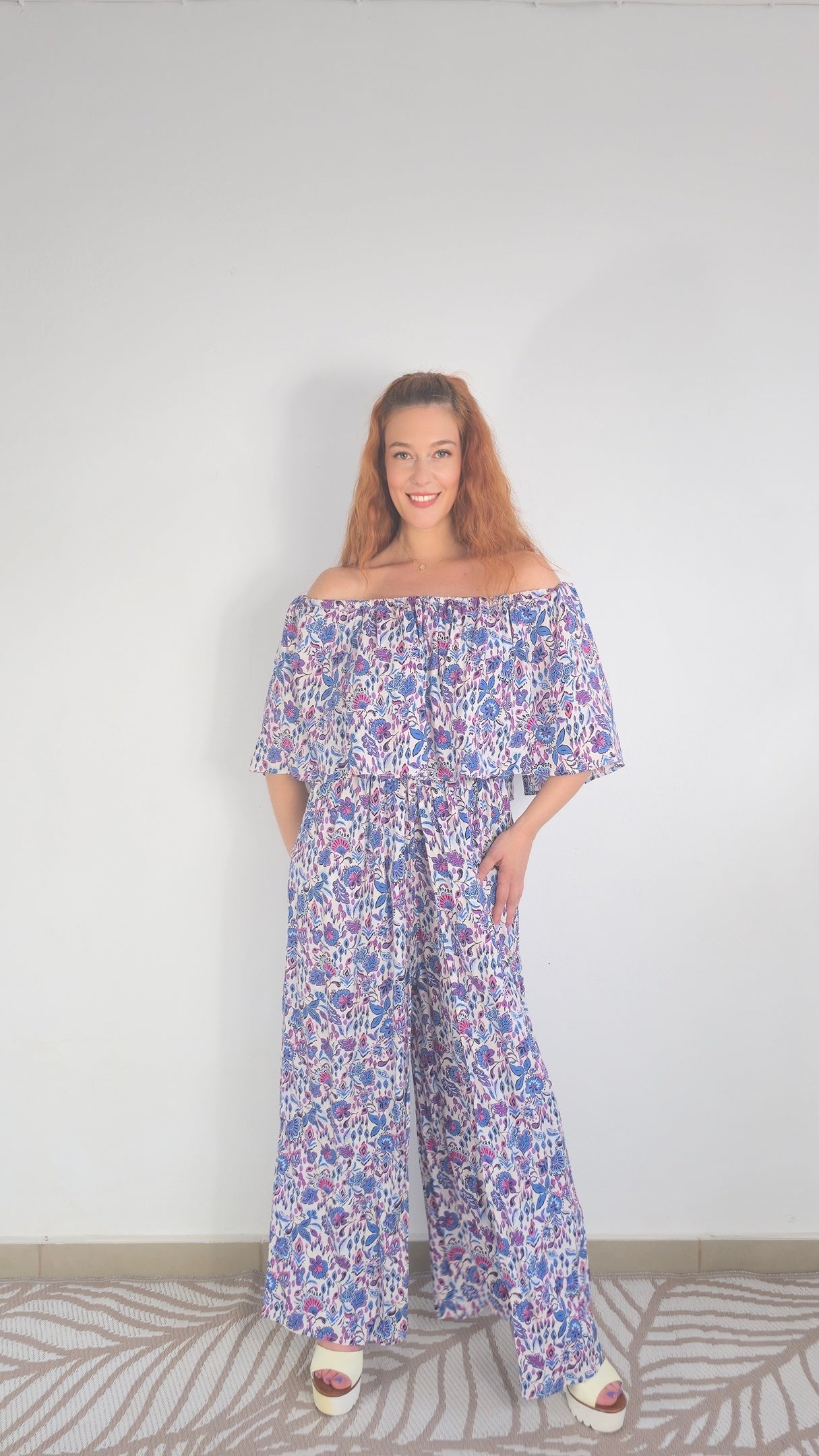 Oversize φλοράλ ολόσωμη παντελόνα
