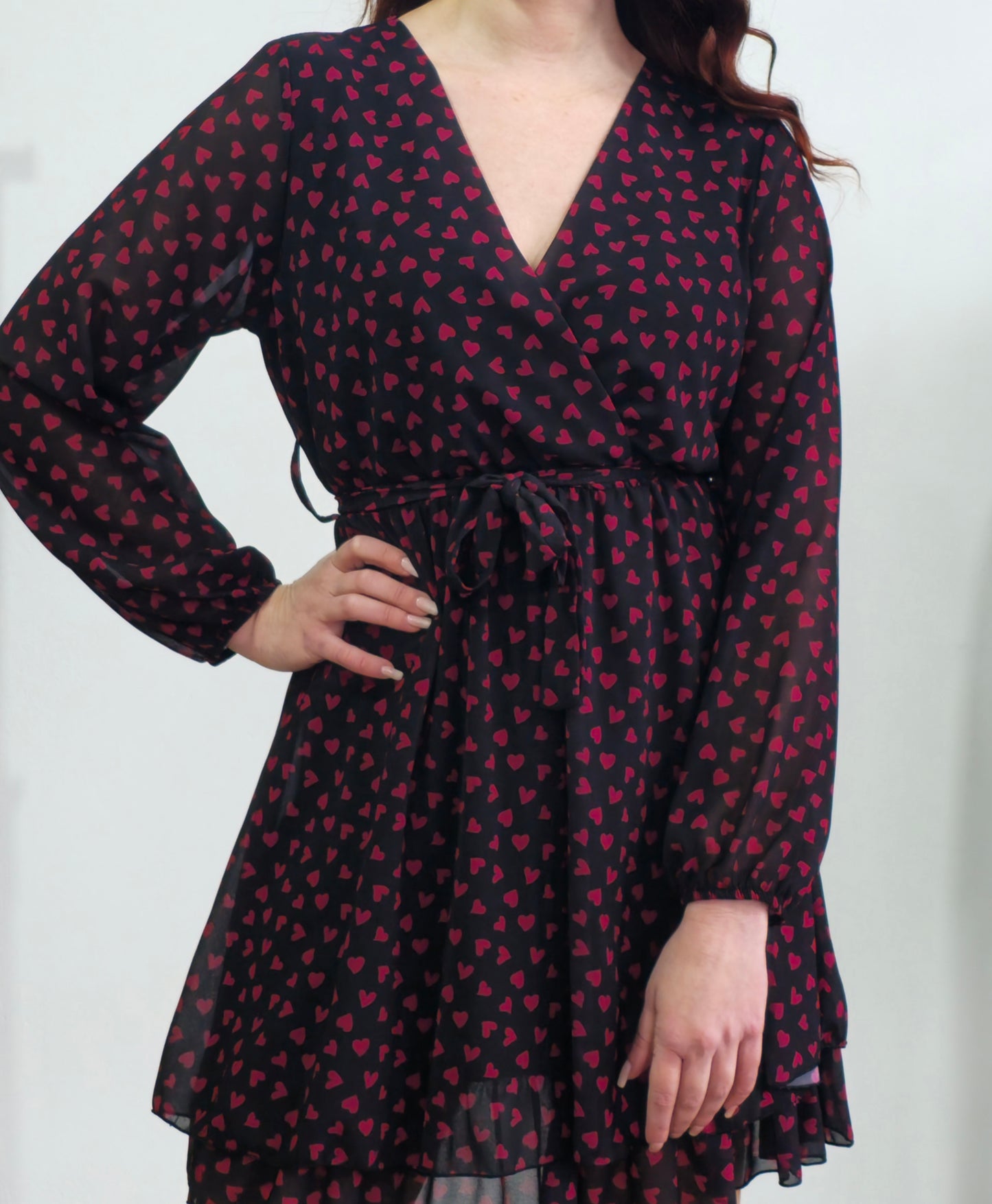 Mini black dress with hearts